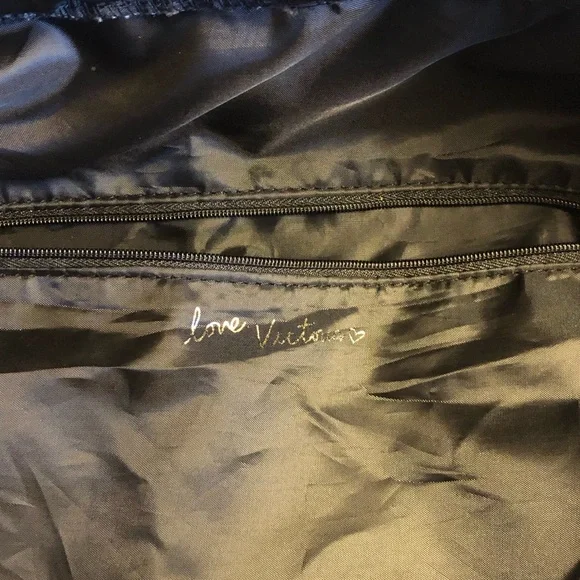 Victoria's Secret Black Tote with Pink Floral Design - Picture 6 of 8